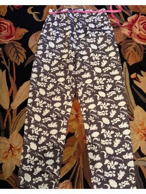 Afends Charcoal and White Floral Print Pants